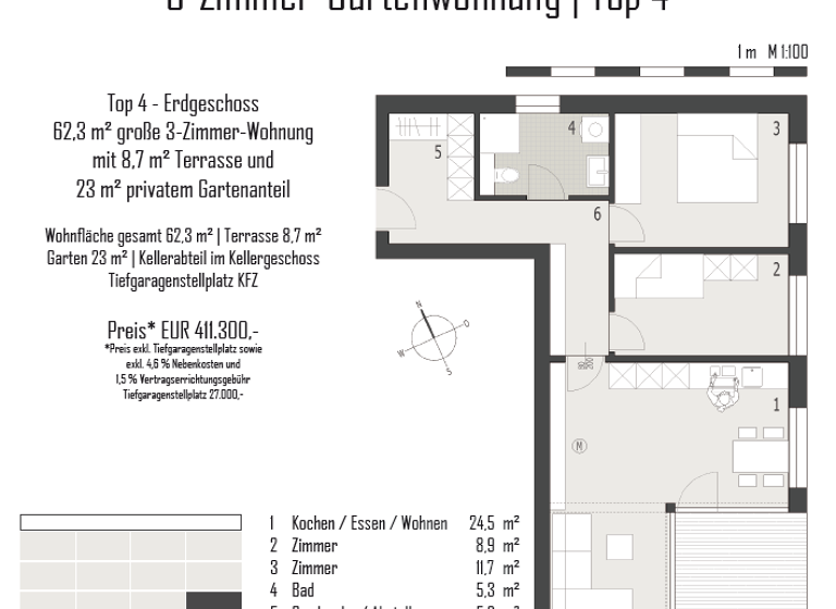 Wohnung zum Kauf - Erstbezug provisionsfrei 399.000 € 3 Zimmer 62,3 m² EG Rehmen 261 Au 6883