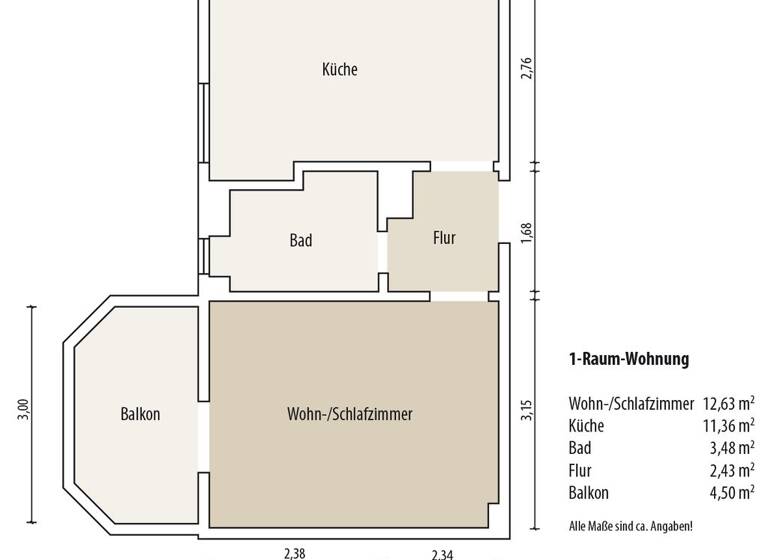 Studio zur Miete 217 € 1 Zimmer 32,2 m² EG frei ab 01.09.2026 Gagarinstraße 95 Innenstadt Gera 07545