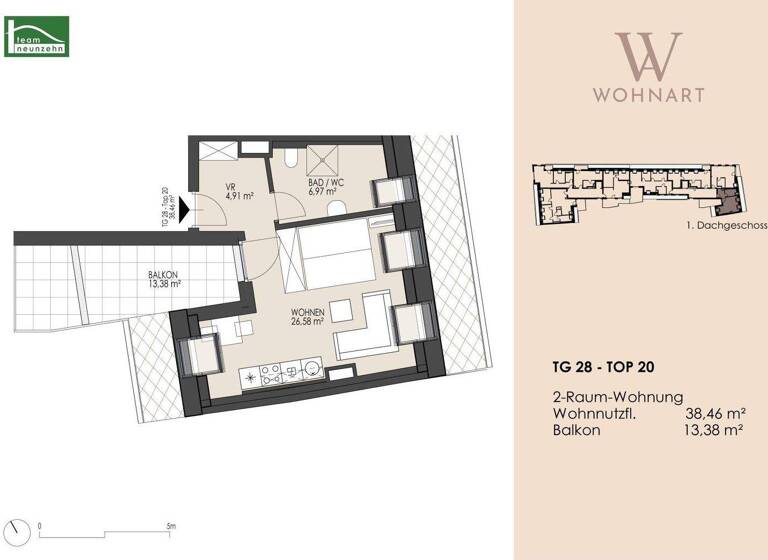 Studio zum Kauf 309.639 € 1 Zimmer 38,5 m² 5. Geschoss frei ab 30.06.2028 Taubergasse 22-28 Wien 1170
