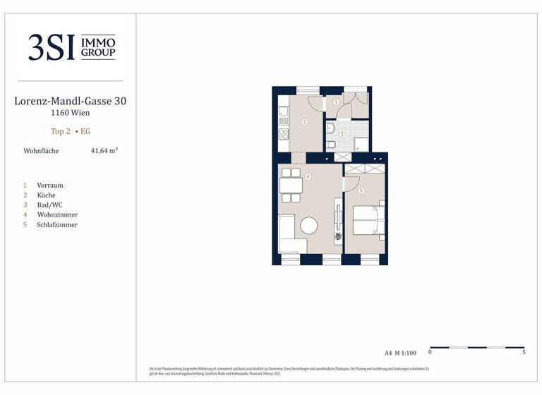 Wohnung zum Kauf - Erstbezug 235.000 € 2 Zimmer 41,6 m² EG Wien 1160
