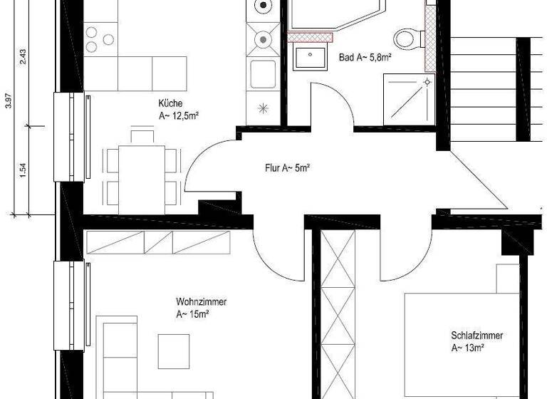 Wohnung zur Miete 390 € 2 Zimmer 51,8 m² 1. Geschoss Genossenschaftsweg 20 Reichenhain Chemnitz 09125