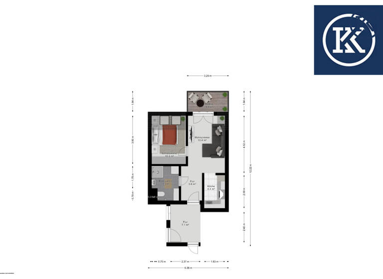 Wohnung zum Kauf 265.000 € 2 Zimmer 46,9 m²<br/>Wohnfläche Lannesstraße 80 Wien, Donaustadt / Wien 22., Donaustadt 1220