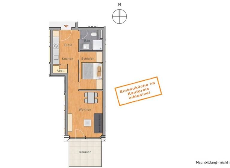 Wohnung zum Kauf 228.900 € 1,5 Zimmer 42 m²<br/>Wohnfläche EG<br/>Geschoss Böfingen Ulm 89075
