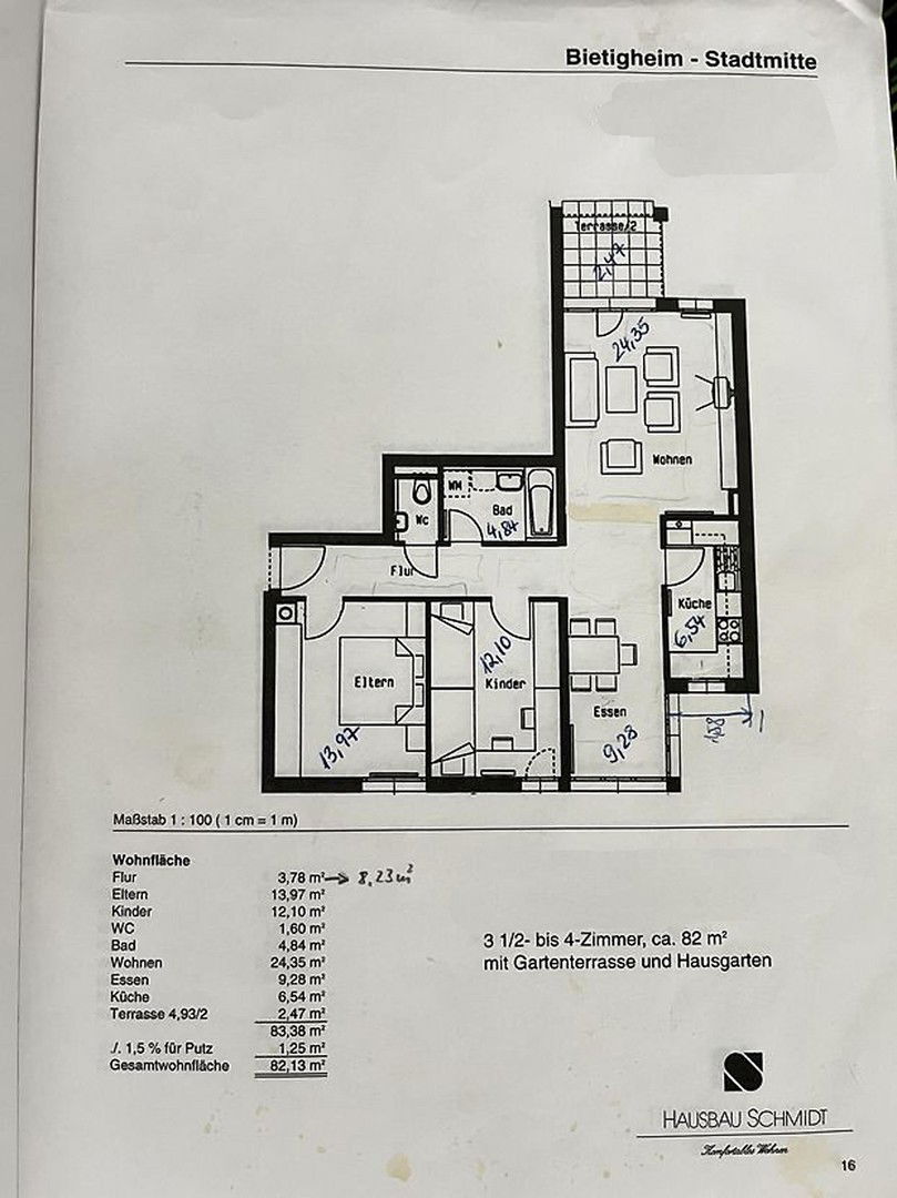 Wohnung zum Kauf provisionsfrei 395.000 € 3,5 Zimmer 82 m²<br/>Wohnfläche EG<br/>Geschoss 01.02.2025<br/>Verfügbarkeit Sand - Aurain Bietigheim-Bissingen 74321