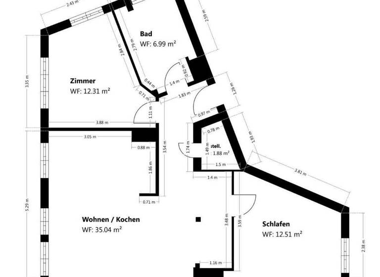 Wohnung zum Kauf 449.000 € 3 Zimmer 68,9 m² 3. Geschoss Innenstadt Augsburg 86152