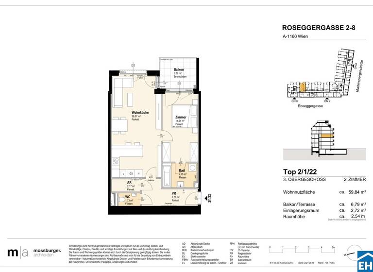 Wohnung zum Kauf - Erstbezug 378.500 € 2 Zimmer 59,8 m² 3. Geschoss Roseggergasse Wien 1160