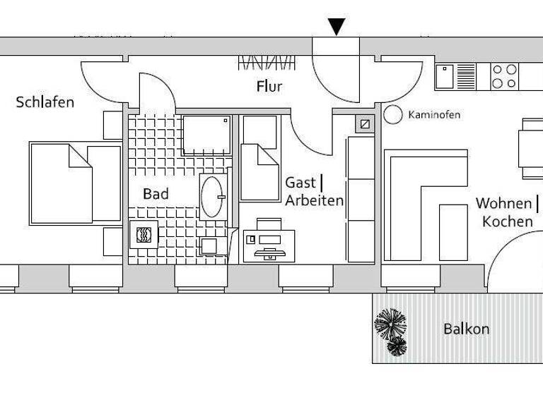 Wohnung zur Miete 500 € 2,5 Zimmer 58,8 m² EG frei ab sofort Frankenberger Straße 35 Hilbersdorf Chemnitz 09131