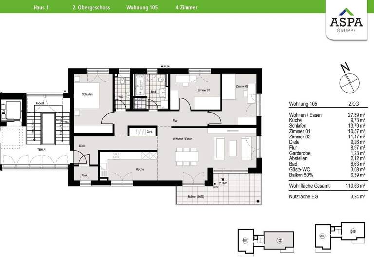 Wohnung zur Miete - Erstbezug 1.685 € 4 Zimmer 110 m² 2. Geschoss frei ab sofort Oppenweiler 71570