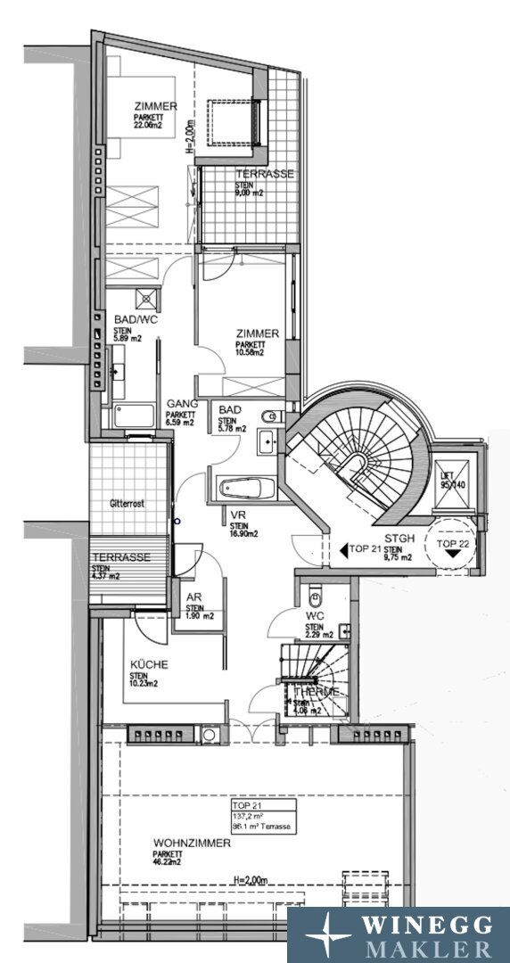 Wohnung zur Miete 2.404 € 137 m²<br/>Wohnfläche 4.<br/>Geschoss Severingasse Wien,Alsergrund 1090