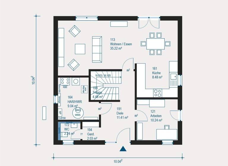 Einfamilienhaus zum Kauf 414.759 € 5 Zimmer 163,5 m² 547,4 m² Grundstück Berg Pfaffenhofen an der Roth 89284