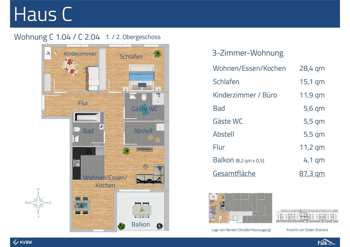 Wohnung zur Miete 900 € 3 Zimmer 87 m²<br/>Wohnfläche 2.<br/>Geschoss Kehl - Sundheim Kehl 77694