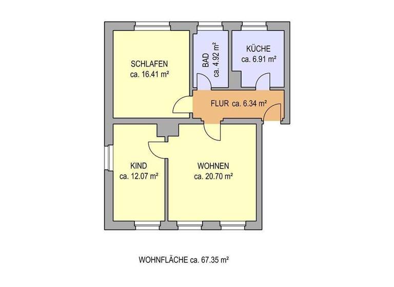 Wohnung zur Miete 440 € 3 Zimmer 67,4 m² 1. Geschoss frei ab 01.03.2026 J.-S.-Bach-Straße 1 Bitterfeld Bitterfeld-Wolfen 06749
