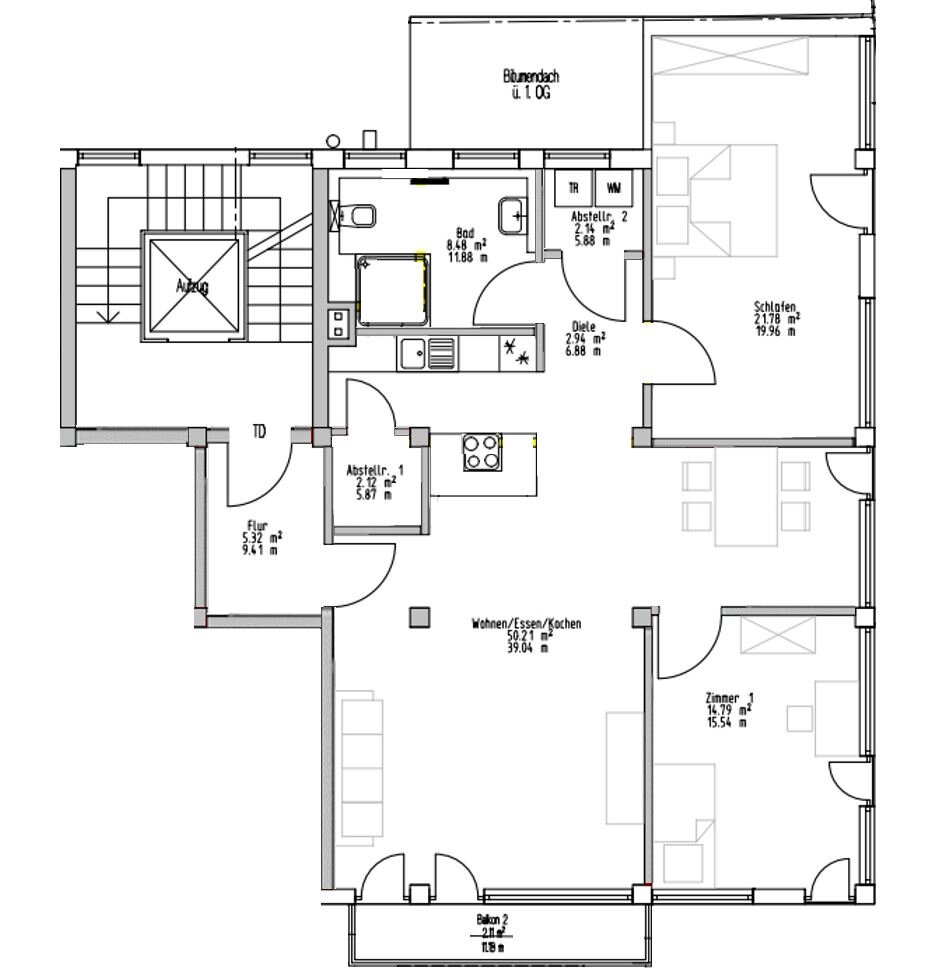 Wohnung zum Kauf 299.000 € 3 Zimmer 110,1 m²<br/>Wohnfläche 2.<br/>Geschoss Eberbach Eberbach 69412