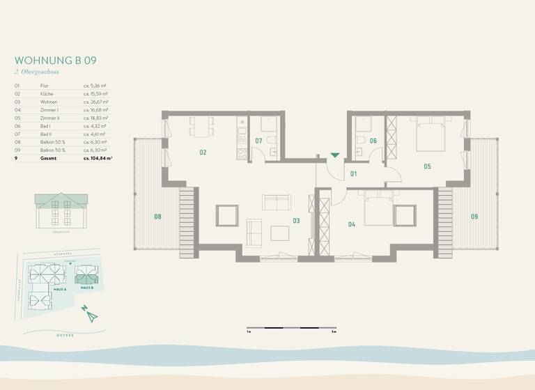 Wohnung zum Kauf - Neubau provisionsfrei 1.100.000 € 3 Zimmer 103,4 m² Strandallee 11 Pelzerhaken Neustadt in Holstein 23730