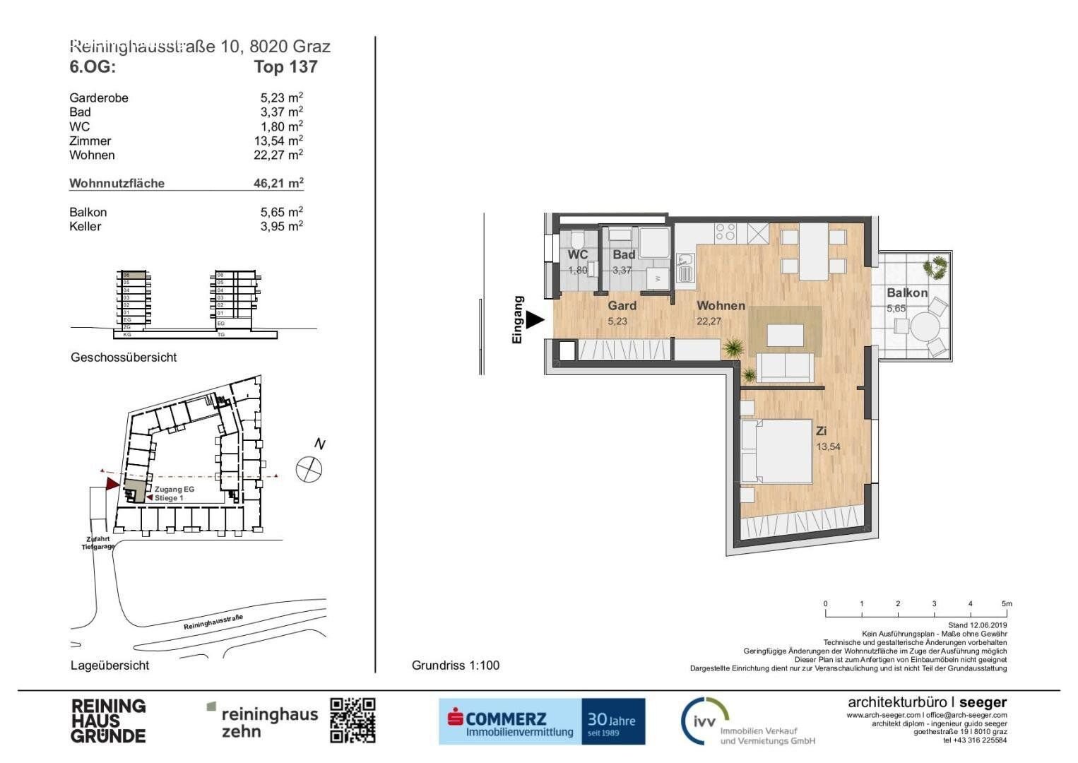 Wohnung zur Miete 547 € 2 Zimmer 46,2 m²<br/>Wohnfläche 6.<br/>Geschoss Eggenberg Graz,14.Bez.:Eggenberg 8020