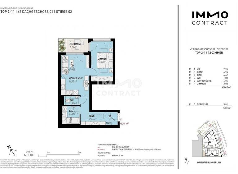 Wohnung zum Kauf - Erstbezug 277.500 € 2 Zimmer 45,5 m² 2. Geschoss Wien 1220