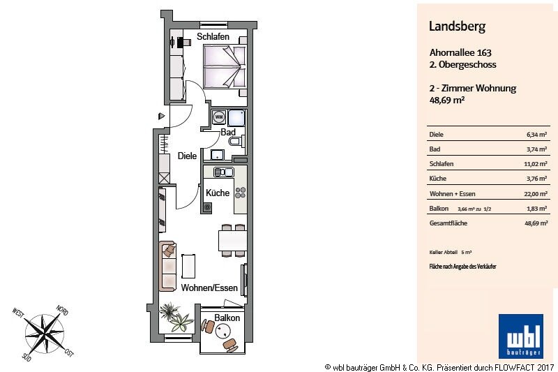 Wohnung zum Kauf 219.000 € 2 Zimmer 49 m²<br/>Wohnfläche Ahornallee 163 Stadtgebiet Landsberg am Lech 86899