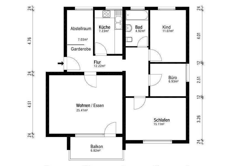 Wohnung zum Kauf 229.000 € 4 Zimmer 93 m² 3. Geschoss frei ab 01.05.2026 Hondelage Braunschweig 38108
