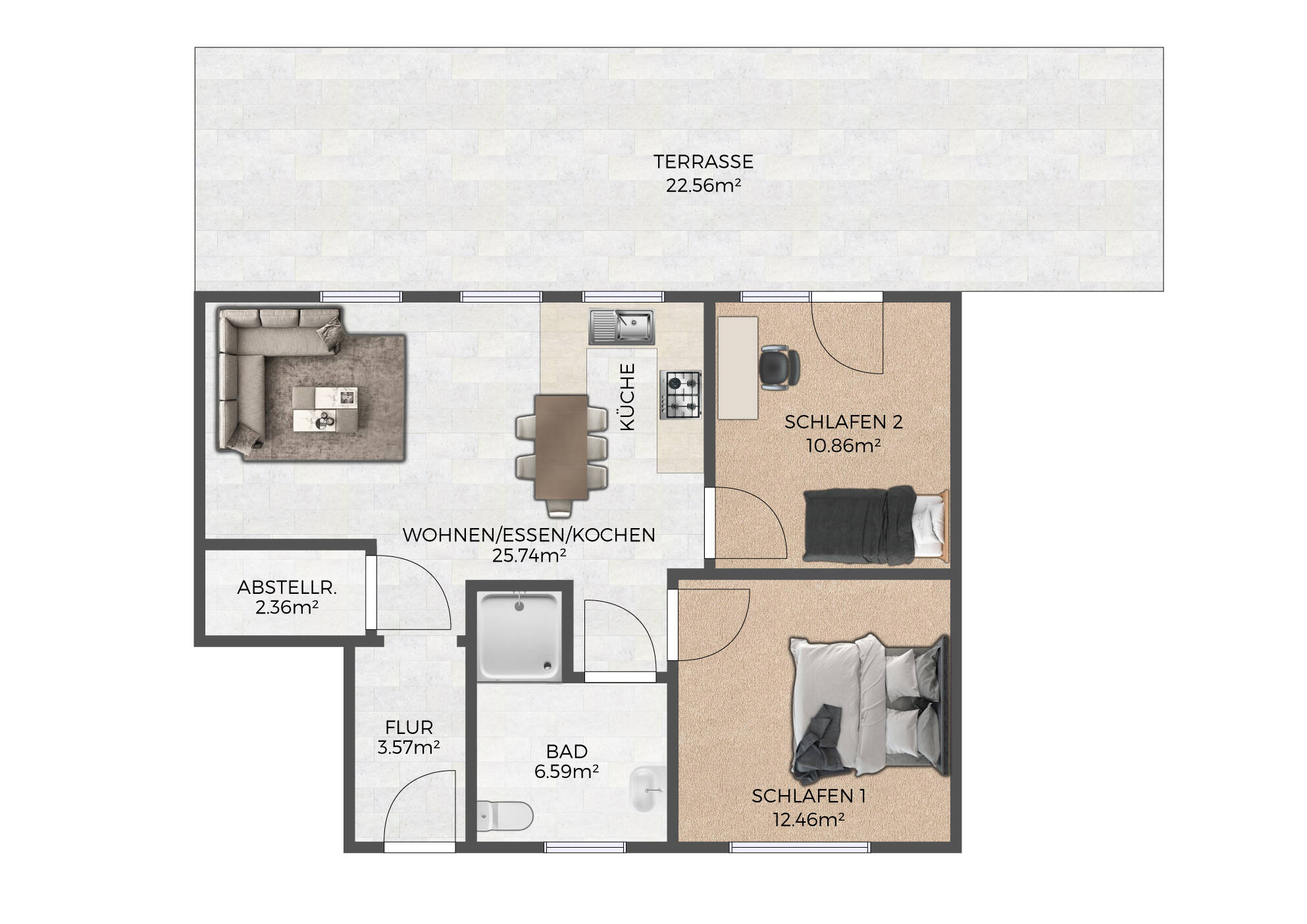 Terrassenwohnung zum Kauf 265.000 € 73 m²<br/>Wohnfläche EG<br/>Geschoss Orscholz Mettlach 66693