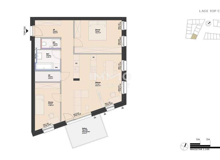 Wohnung zum Kauf - Erstbezug 336.000 € 3 Zimmer 78,6 m² Ufer Linz 4030