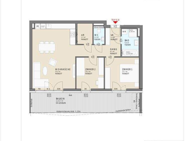 Wohnung zum Kauf - Erstbezug 399.000 € 3 Zimmer 76,6 m² 1. Geschoss Kohldorfer Straße 96 St. Martin Klagenfurt am Wörthersee 9020