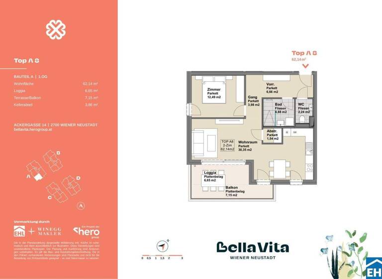 Wohnung zum Kauf - Erstbezug 289.900 € 2 Zimmer 62,1 m² 1. Geschoss Ackergasse Wiener Neustadt 2700