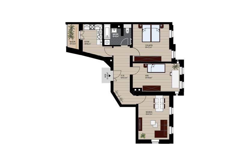 Wohnung zum Kauf provisionsfrei 215.975 € 3 Zimmer 81,5 m²<br/>Wohnfläche 3.<br/>Geschoss Schönefeld-Abtnaundorf Leipzig 04347