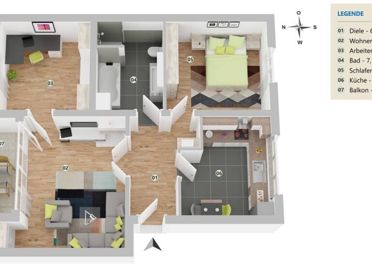 Wohnung zum Kauf 549.000 € 3 Zimmer 68,7 m² 2. Geschoss Milbertshofen-Am Hart München 80807