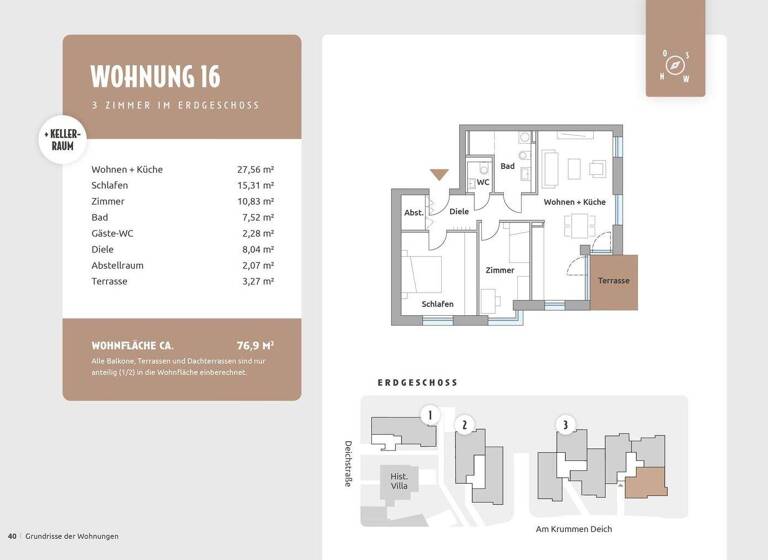 Wohnung zum Kauf - Erstbezug provisionsfrei 453.000 € 3 Zimmer 76,9 m² EG Am krummen Deich 1c Winsen Winsen (Luhe) 21423