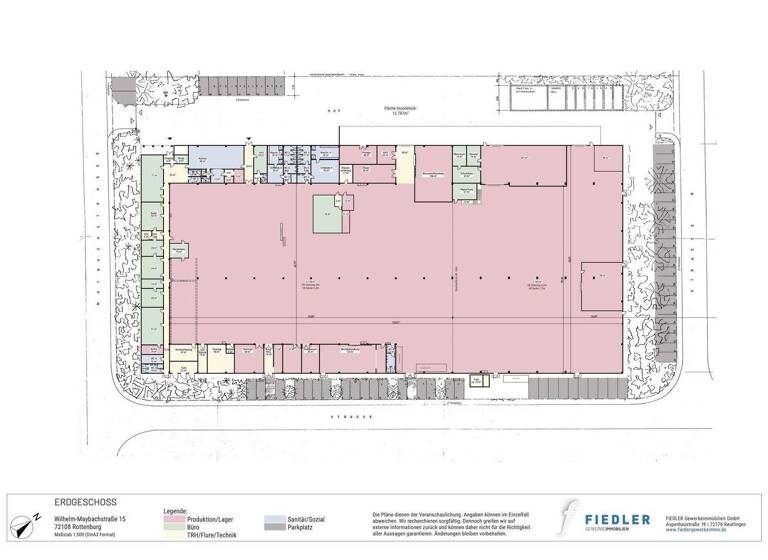 Produktionshalle zur Miete provisionsfrei 7.410 m² Lagerfläche teilbar ab 2.000 m² Wilhelm-Maybach-Straße 15 Rottenburg Rottenburg am Neckar 72108