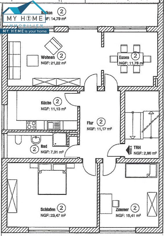 Wohnung zum Kauf 384.500 € 4 Zimmer 109 m²<br/>Wohnfläche 1.<br/>Geschoss ab sofort<br/>Verfügbarkeit Lindscheidstraße 15 Zewen 3 Trier 54294