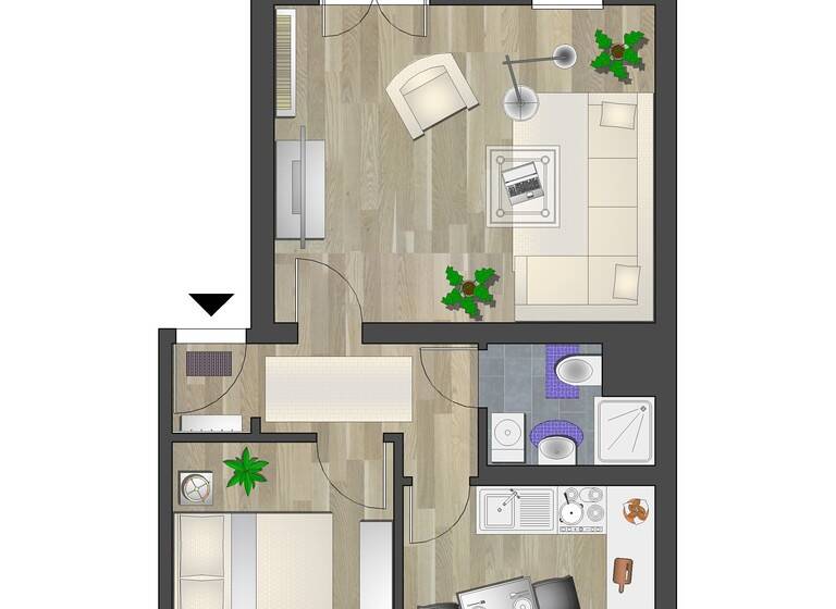 Wohnung zur Miete 291 € 2 Zimmer 47,3 m² EG Fürstenstr. 118 Sonnenberg Chemnitz 09130