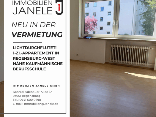 Wohnung zur Miete 360 € 1 Zimmer 28 m² 1. Geschoss frei ab 01.10.2026 Westenviertel Regensburg 93049