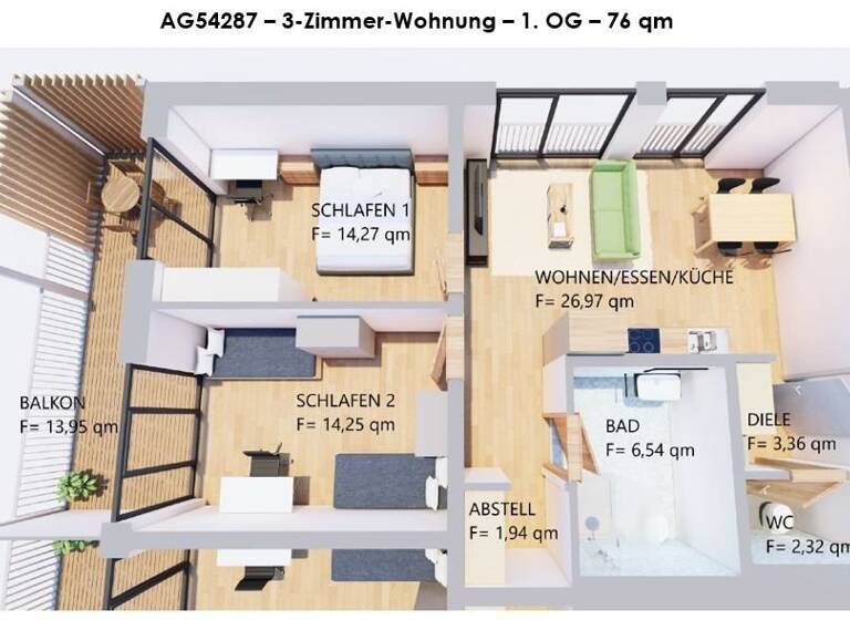 Wohnung zur Miete Wohnen auf Zeit 1.680 € 3 Zimmer 76 m²<br/>Wohnfläche ab sofort<br/>Verfügbarkeit Kaufbeuren Kaufbeuren 87600