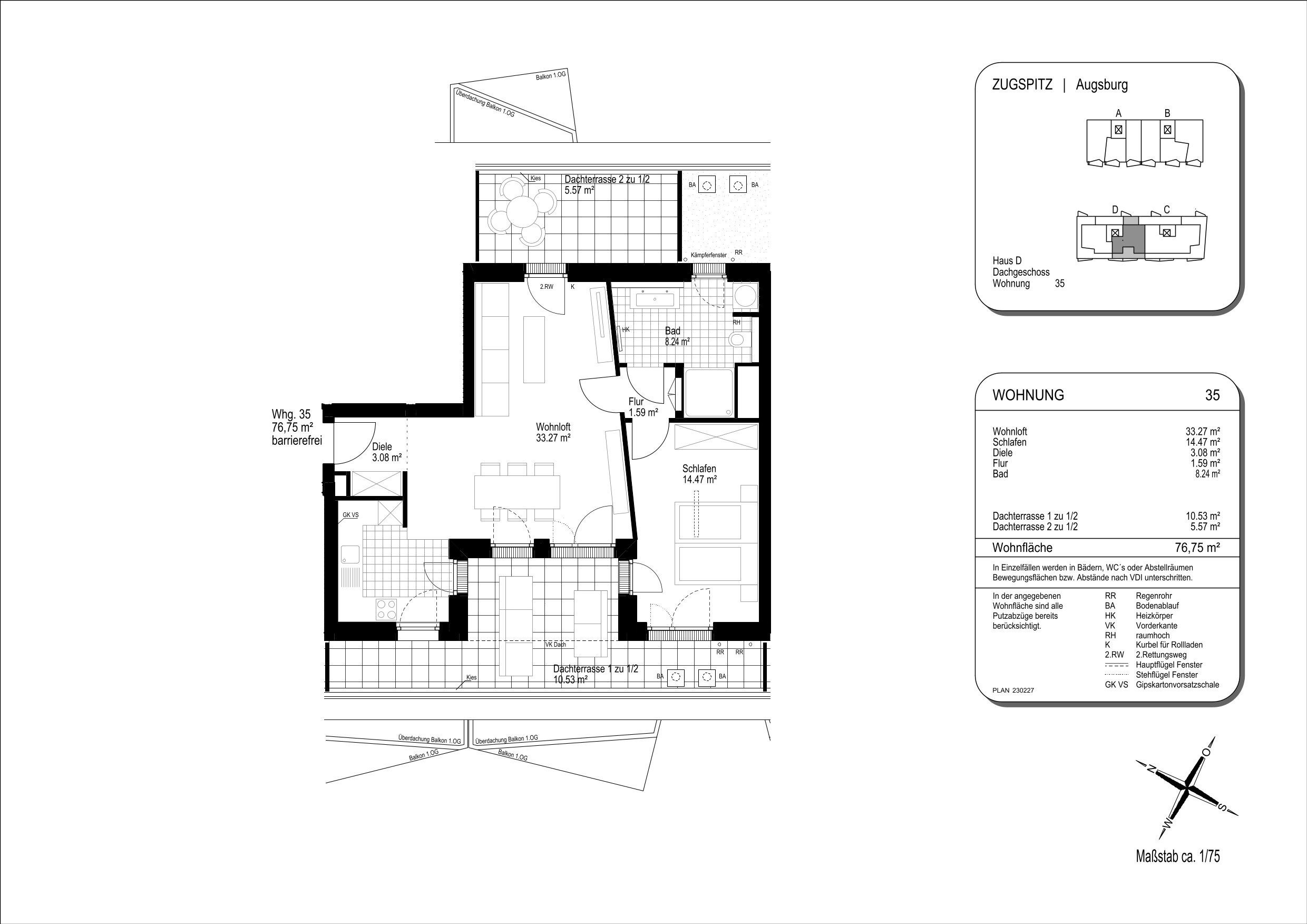 Wohnung zum Kauf 713.700 € 2 Zimmer 76,8 m²<br/>Wohnfläche Zugspitzstraße 7 a Hochzoll - Nord Augsburg 86163