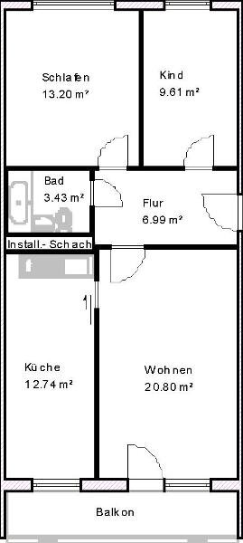 Wohnung zur Miete 411 € 3 Zimmer 68,5 m²<br/>Wohnfläche 6.<br/>Geschoss Sankt-Josef-Straße 43 Marktbreite Magdeburg 39130