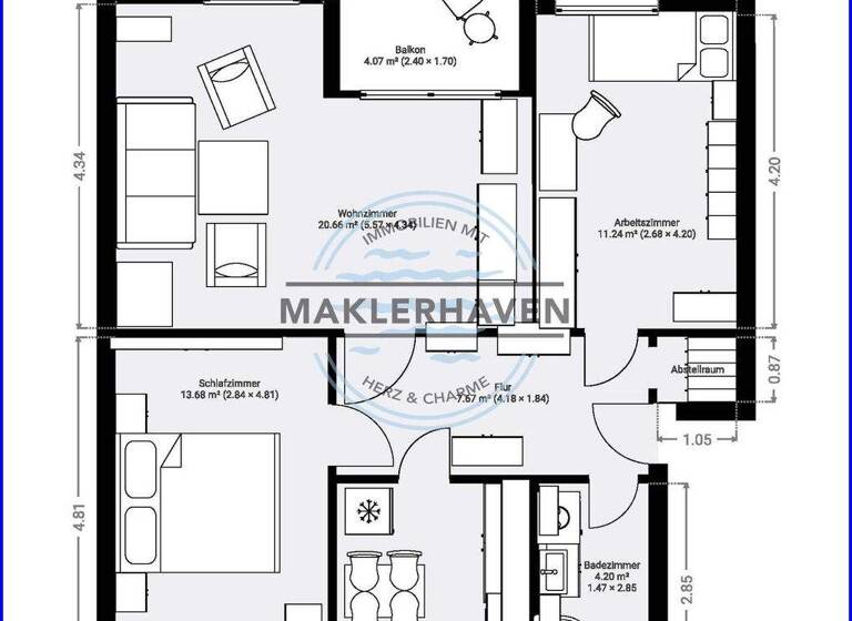 Wohnung zum Kauf 199.000 € 3 Zimmer 69 m² EG Aldenburg Wilhelmshaven / Wiesenhof 26389