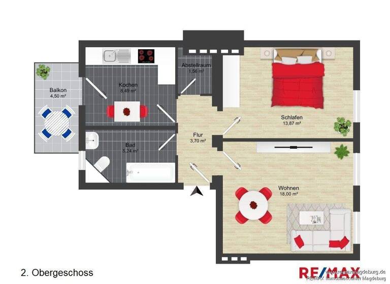 Wohnung zum Kauf 117.000 € 2 Zimmer 53,1 m² Alte Neustadt Magdeburg 39106