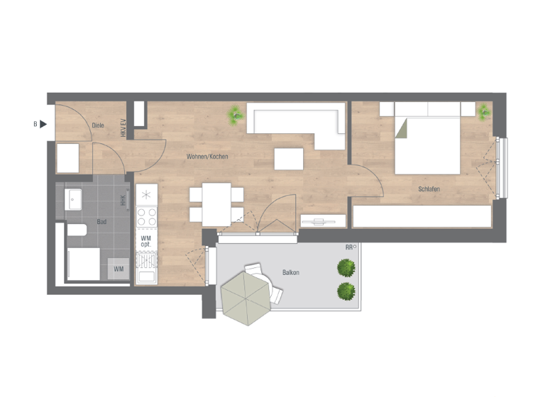 Wohnung zum Kauf provisionsfrei 389.000 € 2 Zimmer 49,9 m² 1. Geschoss Oberschleißheim 85764