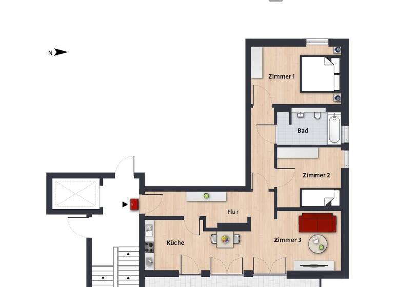 Wohnung zur Miete 988 € 3 Zimmer 84,5 m² 2. Geschoss frei ab sofort John-F.-Kennedy-Allee 27 Detmerode Wolfsburg 38444