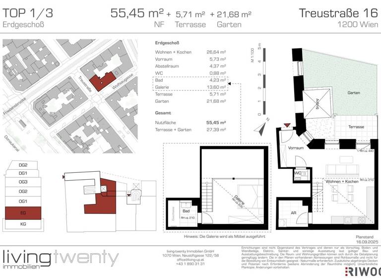 Wohnung zum Kauf - Erstbezug 360.000 € 2 Zimmer 55,5 m² EG Wien 1200