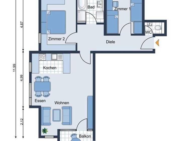 Wohnung zum Kauf 398.000 € 3 Zimmer 77,3 m² 1. Geschoss Fischbach Friedrichshafen 88048