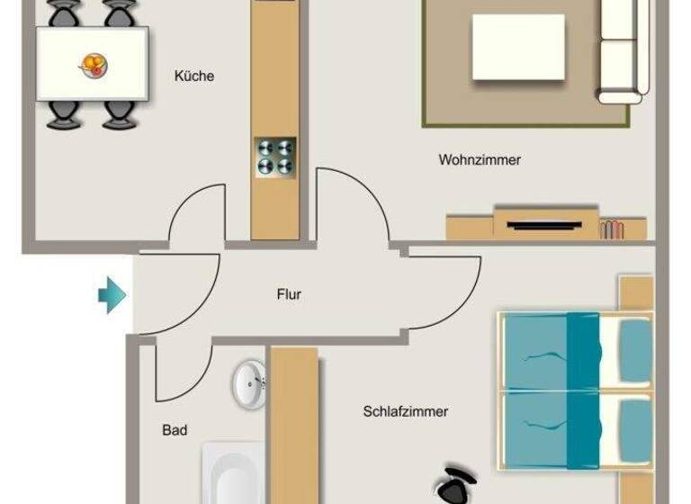 Wohnung zur Miete 545 € 2,5 Zimmer 61,1 m² EG Schlägelstraße 29 Meerbeck Moers 47443
