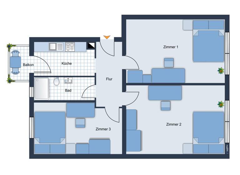 Wohnung zur Miete 1.350 € 3 Zimmer 63 m²<br/>Wohnfläche 1.<br/>Geschoss Galgenhof Nürnberg 90459