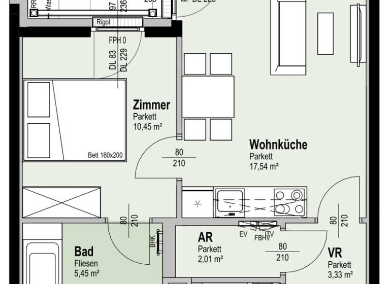 Terrassenwohnung zum Kauf - Erstbezug 308.700 € 2 Zimmer 40,3 m² 4. Geschoss Fahrbachgasse 6 Wien 1210