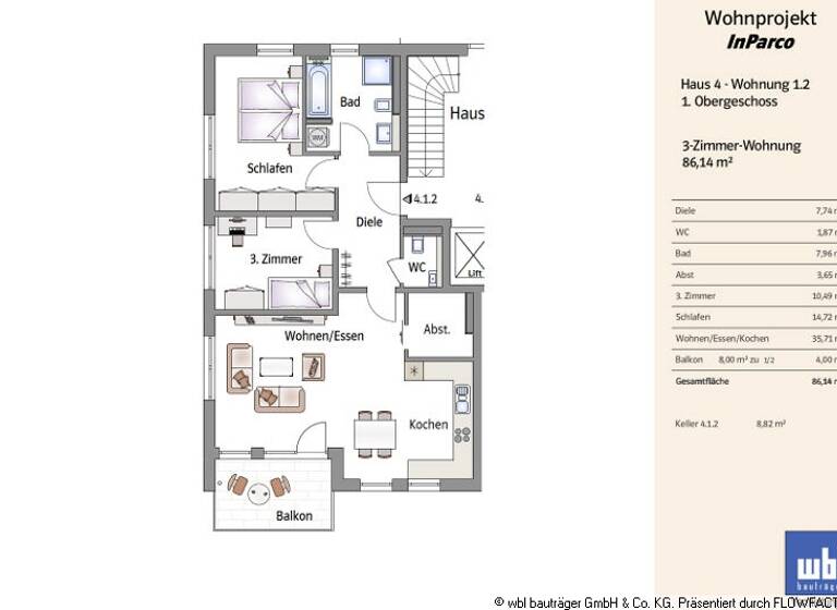Wohnung zur Miete 1.100 € 3 Zimmer 86,1 m² 1. Geschoss frei ab 01.07.2026 Buchloe 86807