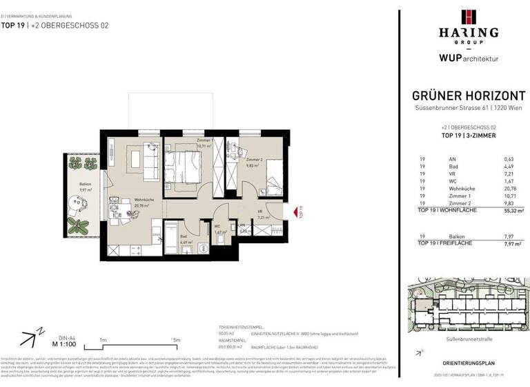 Wohnung zum Kauf - Erstbezug 357.500 € 3 Zimmer 55,3 m² 2. Geschoss Süßenbrunner Straße 61 Wien 1220
