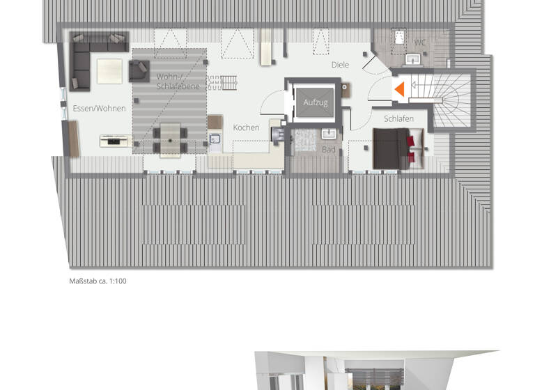 Wohnung zur Miete 940 € 3 Zimmer 78,4 m²<br/>Wohnfläche Dachgeschoss<br/>Geschoss ab sofort<br/>Verfügbarkeit Mengen Mengen 88512