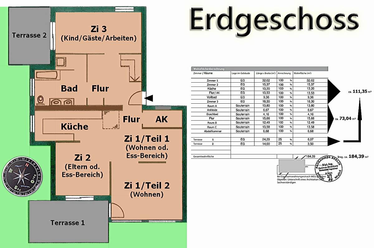 Wohnung zum Kauf provisionsfrei 748.000 € 7 Zimmer 184,4 m²<br/>Wohnfläche EG<br/>Geschoss Lichtenrade Berlin-Lichtenrade 12307