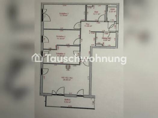Wohnung zur Miete Tauschwohnung 1.400 € 4 Zimmer 90 m² 2. Geschoss Köpenick Treptow-Köpenick 12527